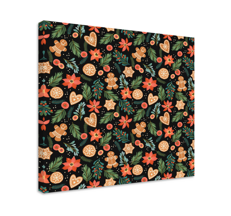 Obraz ze zwierzętami w świąteczne wzory piernikowe - TenStickers