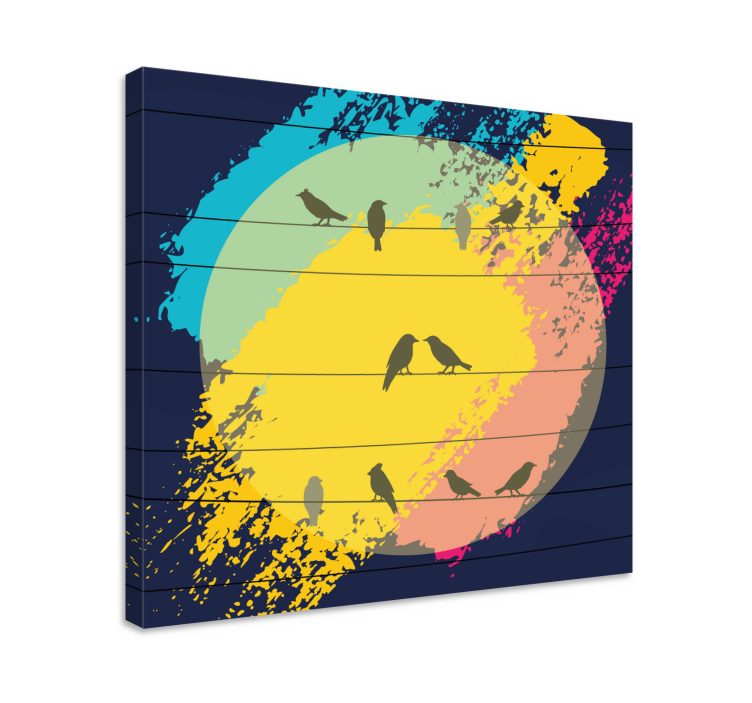 Obraz ptaki w retro okrągłych sylwetkach - TenStickers