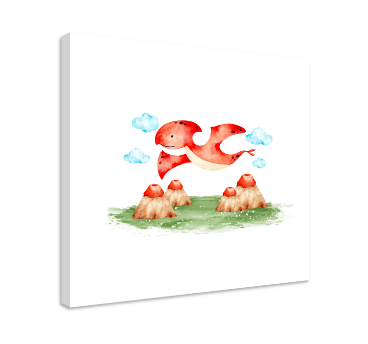 Obraz dinozaury latająca czerwona kreatura - TenStickers