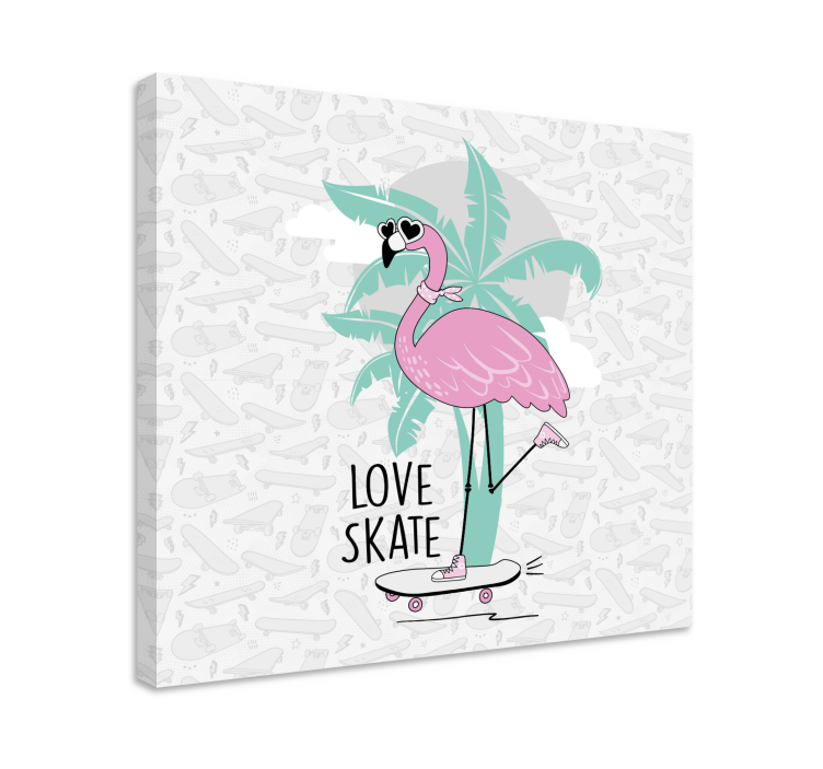 Obraz ze zwierzętami flamingo na deskorolce - TenStickers