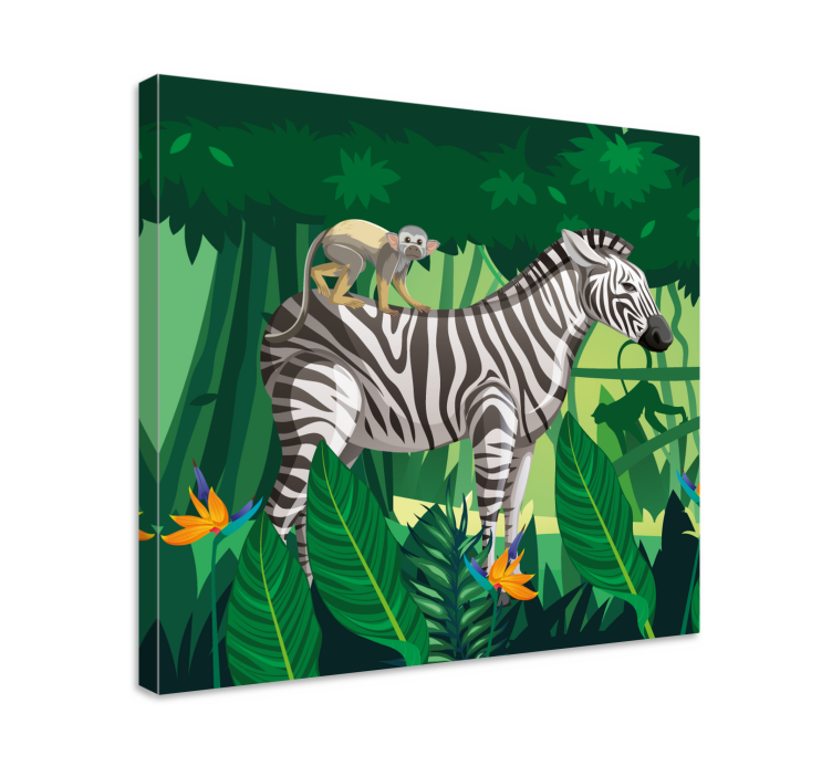 Obraz ze zwierzętami zebra z małpą - TenStickers
