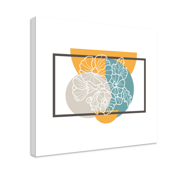 Obraz kwiaty i rośliny ilustracja roślinna w konturze - TenStickers