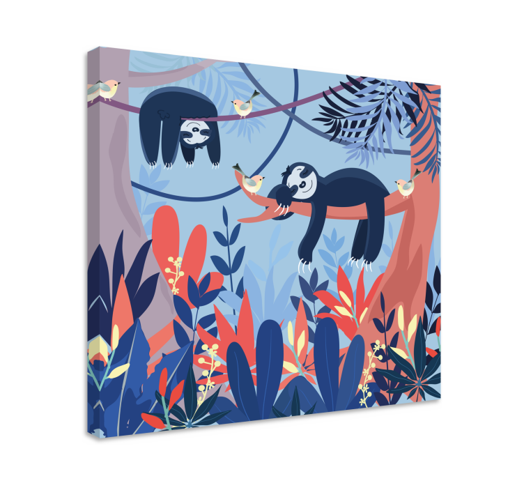 Obraz ze zwierzętami leniwce na gałęzi - TenStickers