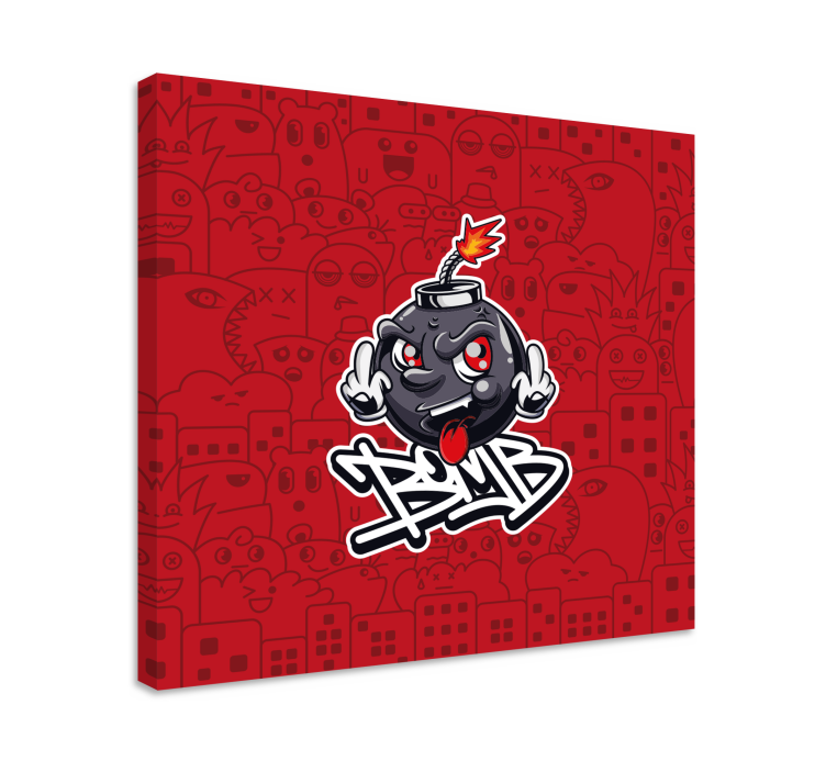 Obraz z napisami emoji z bombą w stylu kreskówkowym - TenStickers