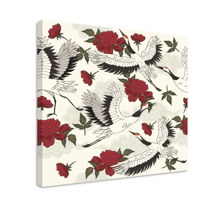 Obraz mandala Żurawie i kwiaty - TenStickers