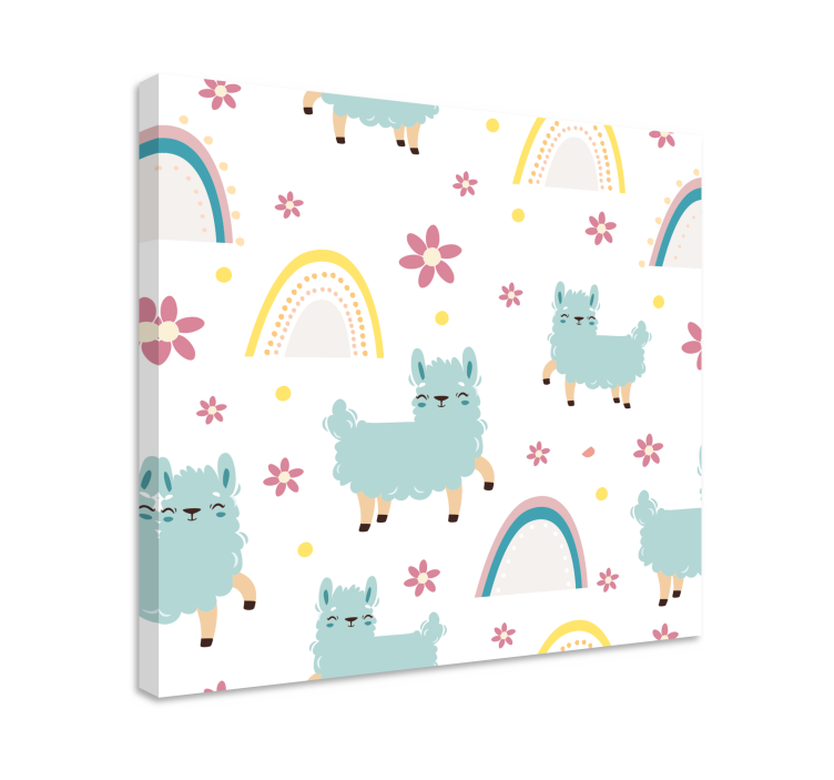 Obraz ze zwierzętami llama i kwiaty - TenStickers