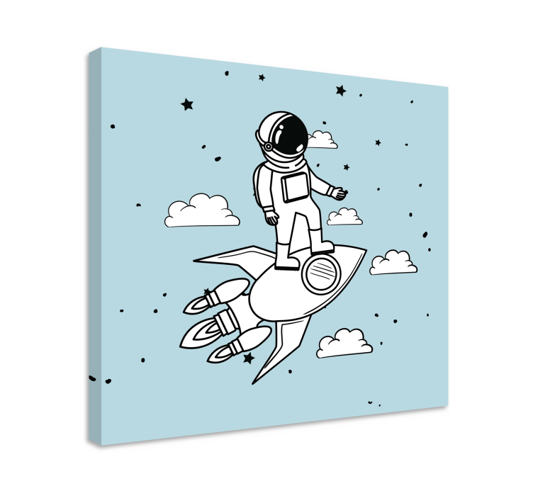 Obraz martwa natura przygoda astronauty w rakiecie - TenStickers