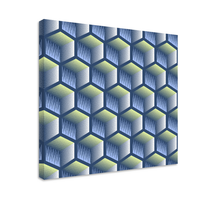 Obraz geometryczny wzór sześcianów heksagonalnych - TenStickers