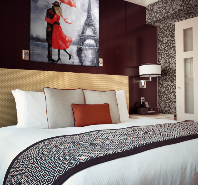 Elegancki obraz romantyczny uścisk paryża - TenStickers