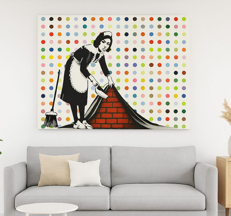 Obraz artystyczny kolorowe zamiatanie pod dywan - TenStickers