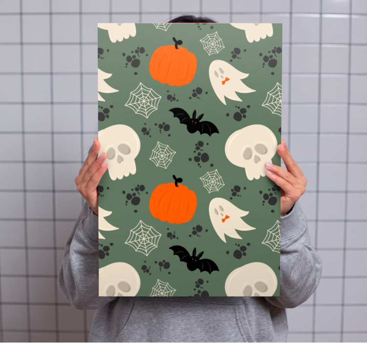 Obraz dinozaury z elementami halloweenowymi - TenStickers