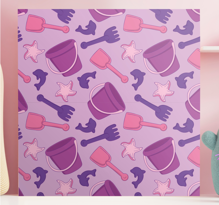 Obraz dla dzieci wzór z zabawkami plażowymi - TenStickers