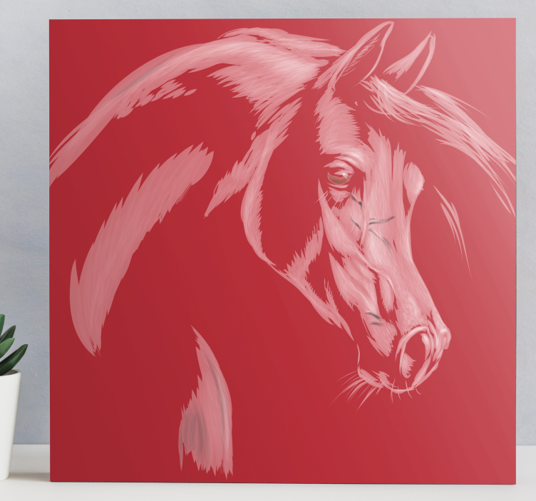 Obraz do salonu Biały koń na czerwonym tle - TenStickers