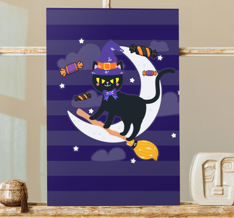 Obraz koty czarownica z czarnym kotem - TenStickers