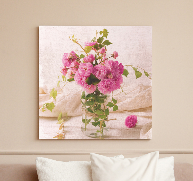 Obraz kwiaty i rośliny kompozycja botaniczna w różu - TenStickers