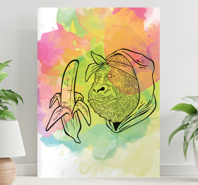 Obraz litery goryla trzymającego banana - TenStickers