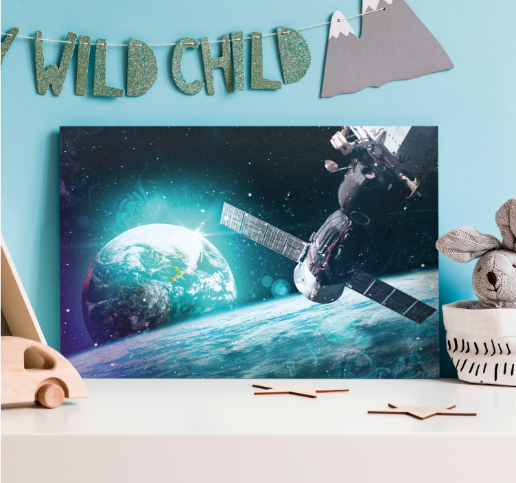 Obraz mapa świata w scenerii eksploracji kosmosu - TenStickers