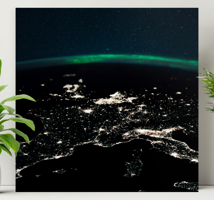 Obraz mapa świata z widokiem nocnym z lotu ptaka - TenStickers