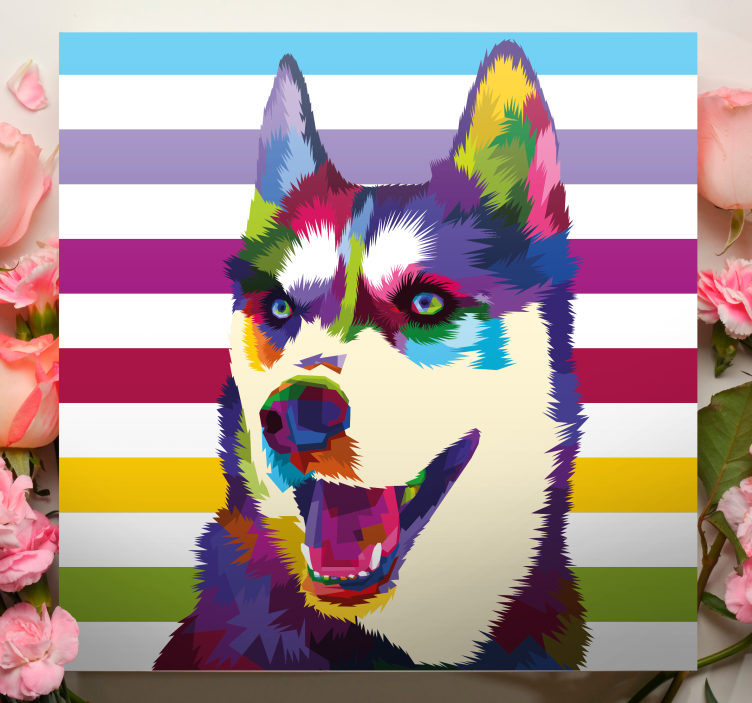 Obraz psy portret kolorowego husky'ego - TenStickers