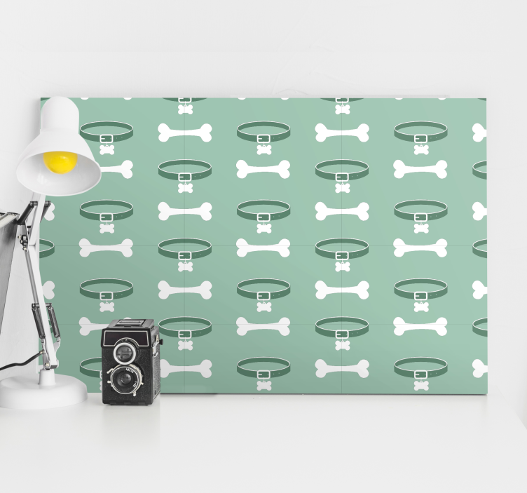 Obraz psy w wzór z kośćmi i obrożami - TenStickers