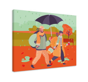 Obraz z postaciami para spacerująca razem - TenStickers