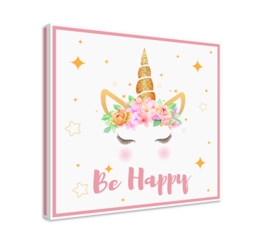 Obraz Be happy z jednorożcem - TenStickers