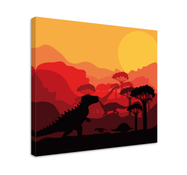 Obraz dinozaury w krajobrazie z sylwetkami - TenStickers