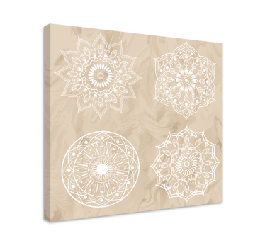 Obraz mandala Cztery beżowe kafle - TenStickers