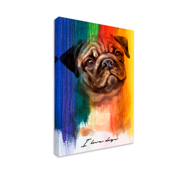 Obraz psa Tęczowy mops - TenStickers