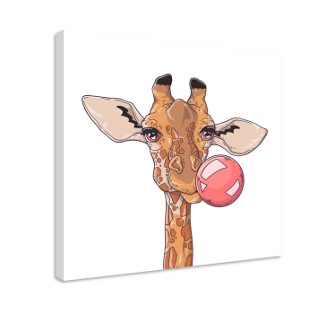 Obrazy ze zwierzętami żyrafa z gumą balonową - TenStickers
