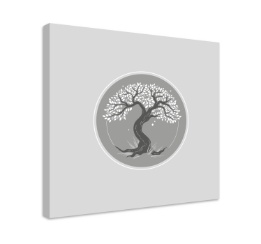Obraz drzewo Szary z białym - TenStickers