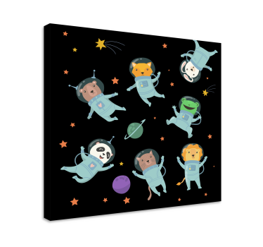 Obraz ze zwierzętami kosmiczna przygoda zwierząt - TenStickers