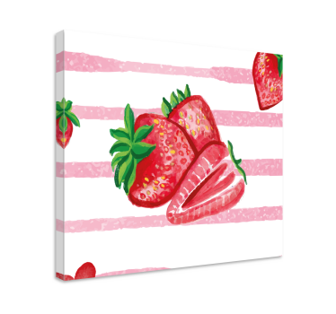 Obraz martwa natura Malowane truskawki w paski w tle - TenStickers
