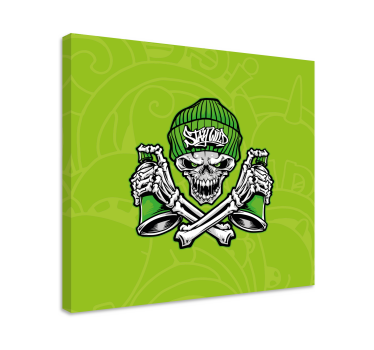 Obraz z postaciami czaszka trzymająca kubki - TenStickers
