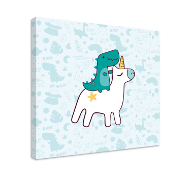 Obraz jednorożce dinozaur na jednorożcu - TenStickers