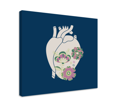 Obraz z kwiatami Anatomiczne serce z czerwonymi kwiatami - TenStickers