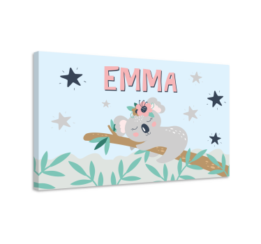 Dziecięcy obraz Urocza koala dla dziewczynki z imieniem - TenStickers
