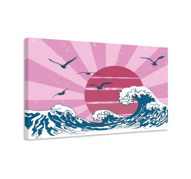 Obraz retro Wielka różowa fala retro - TenStickers