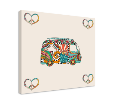 Obraz vintage z kolorowym wzorem busów - TenStickers
