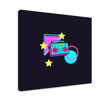Obraz retro Kolorowy boombox w stylu lat 80. Z kształtami - TenStickers