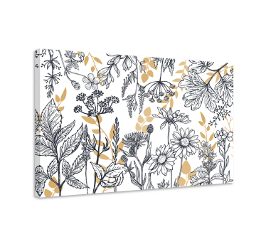 Obraz z kwiatami Wariacja „glamour floral” ze złotem - TenStickers