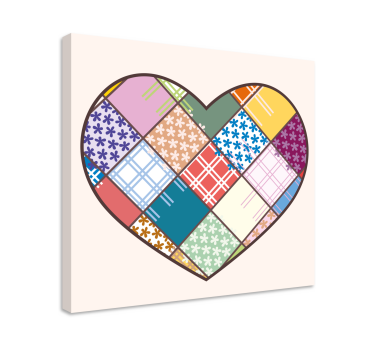 Obraz z cytatem motywacyjnym wzór serc w patchworku - TenStickers