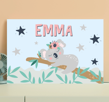 Dziecięcy obraz Urocza koala dla dziewczynki z imieniem - TenStickers
