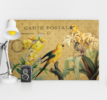 Elegancki obraz pocztówki z ptakami w stylu vintage - TenStickers