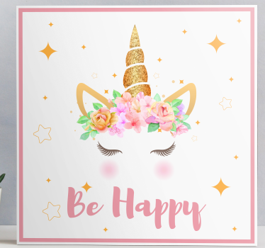 Obraz Be happy z jednorożcem - TenStickers