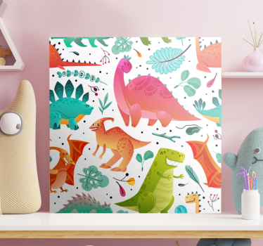 Obraz dinozaury kolorowa przygodą z dinozaurami - TenStickers