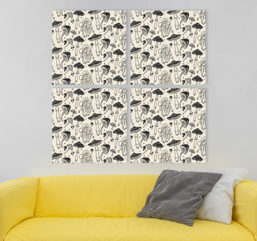 Obraz dinozaury w wzór grzybów - TenStickers