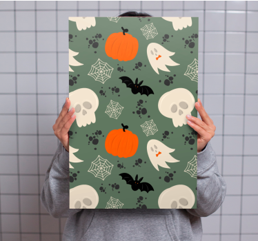 Obraz dinozaury z elementami halloweenowymi - TenStickers