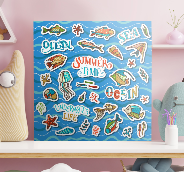 Obraz dla dzieci Kolaż z naklejkami morskimi - TenStickers