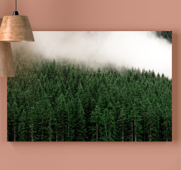 Obraz drzewa w mglistym wiecznie zielonym lesie - TenStickers